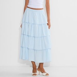 Aritzia Wilfred color Glimmer Blue Volume Skirt